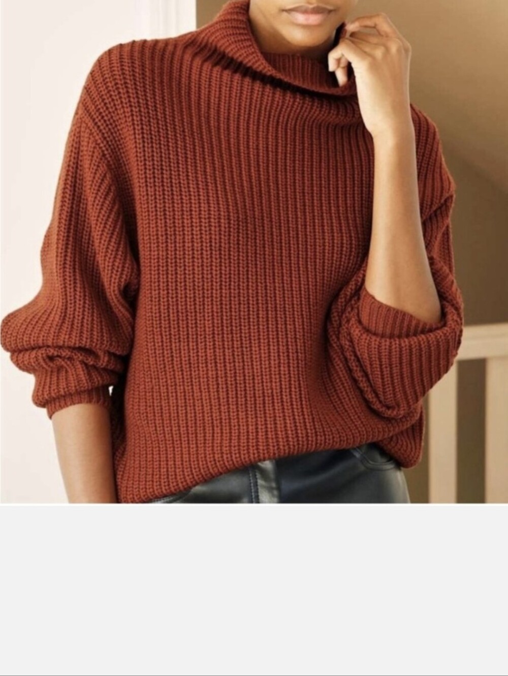 Wilfred Montepellier Rust Ribbed Funnel Neck Women's Sweater